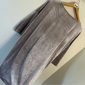 Wishlist Iridescent Champagne 3/4 Sleeve Boxy Faux Velvet Dress Chrome Gray Silv